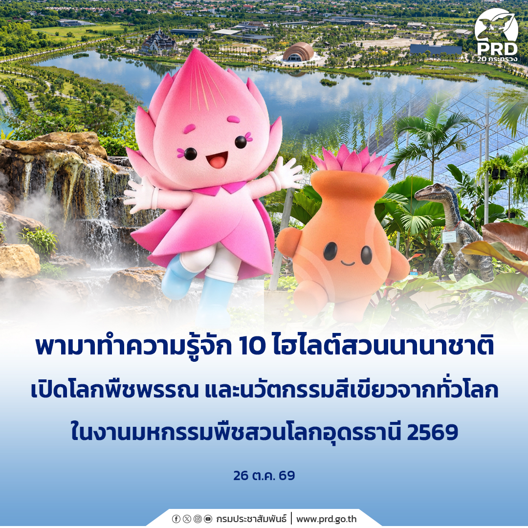 พามาทำความรู้จัก 10 ไฮไลต์สวนนานาชาติ เปิดโลกพืชพรรณ วัฒนธรรม และนวัตกรรม สีเขียวจากทั่วโลก ในงานมหกรรมพืชสวนโลกอุดรธานี 2569